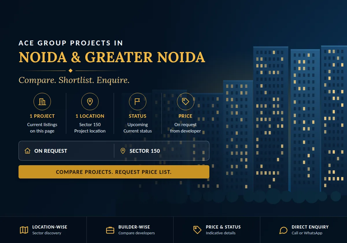 ACE Group Projects in Noida & Greater Noida 2026 - project count, builders, status and price overview