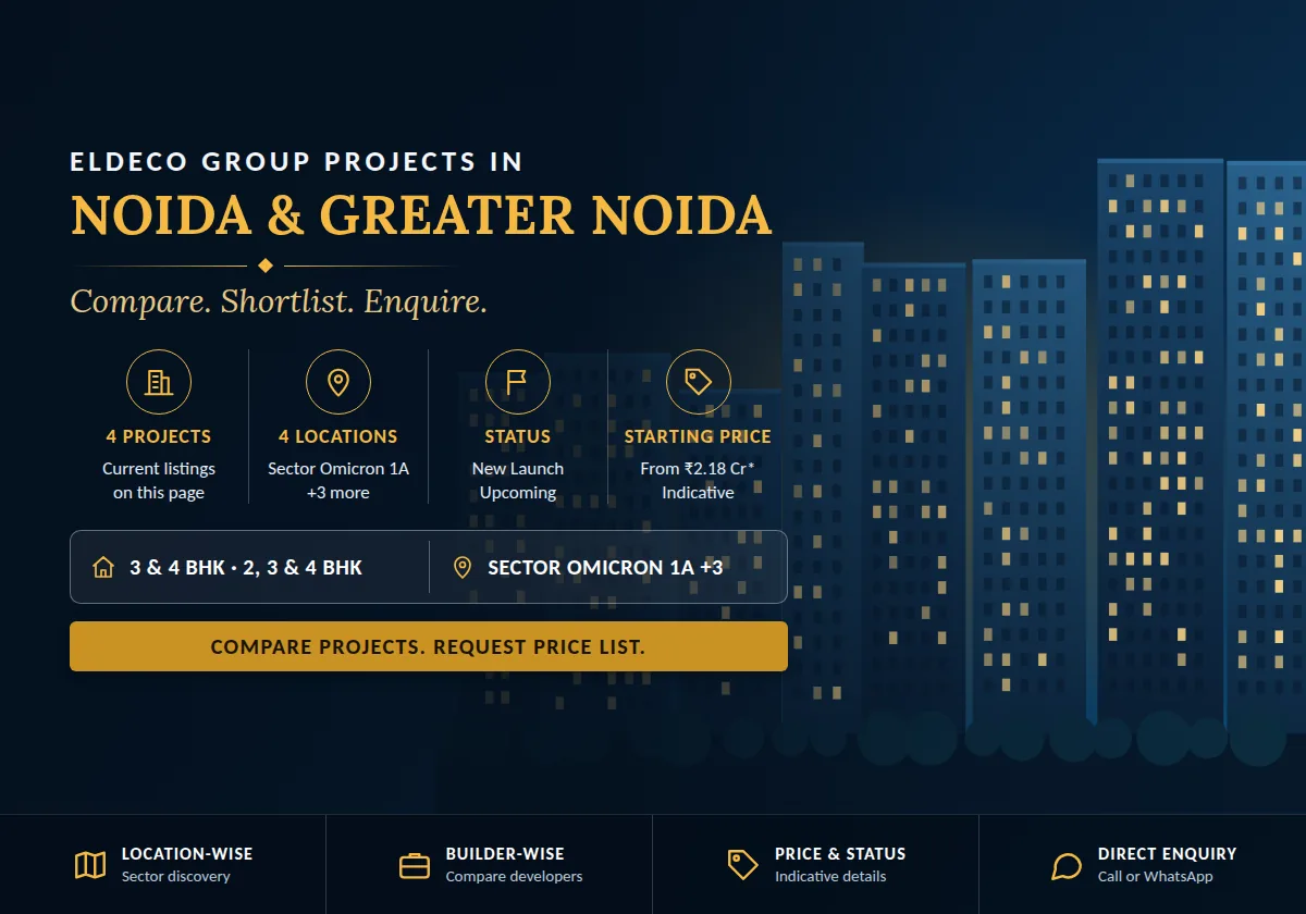 Eldeco Group Projects in Noida & Greater Noida 2026 - project count, builders, status and price overview