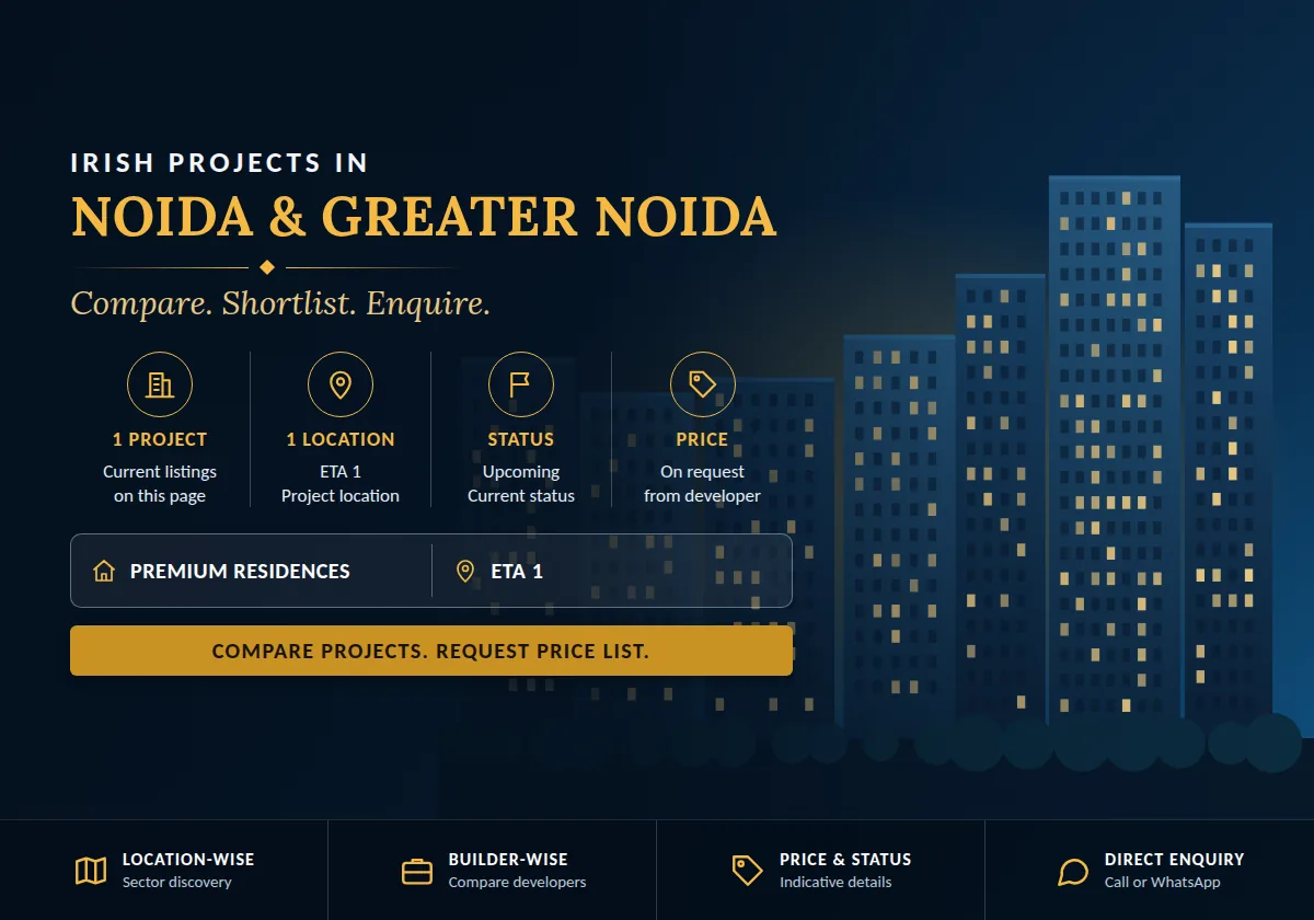 Irish Projects in Noida & Greater Noida 2026 - project count, builders, status and price overview
