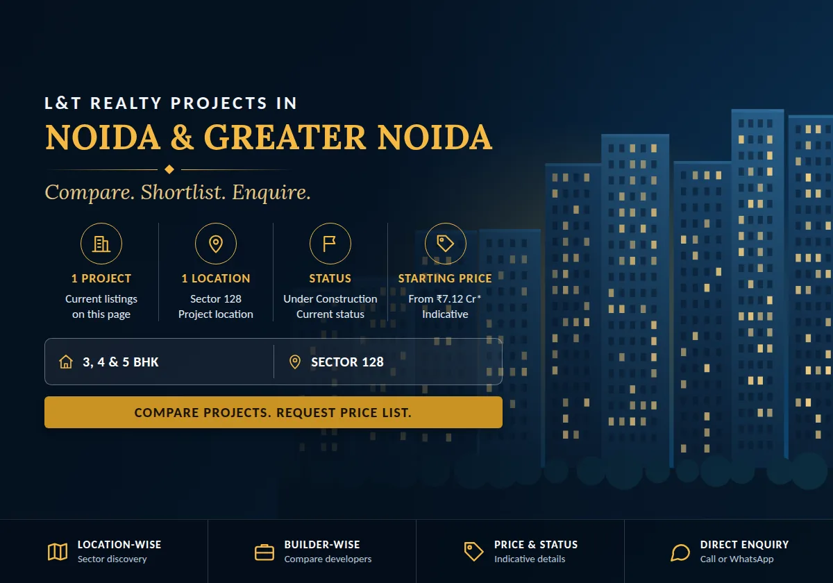 L&T Realty Projects in Noida & Greater Noida 2026 - project count, builders, status and price overview