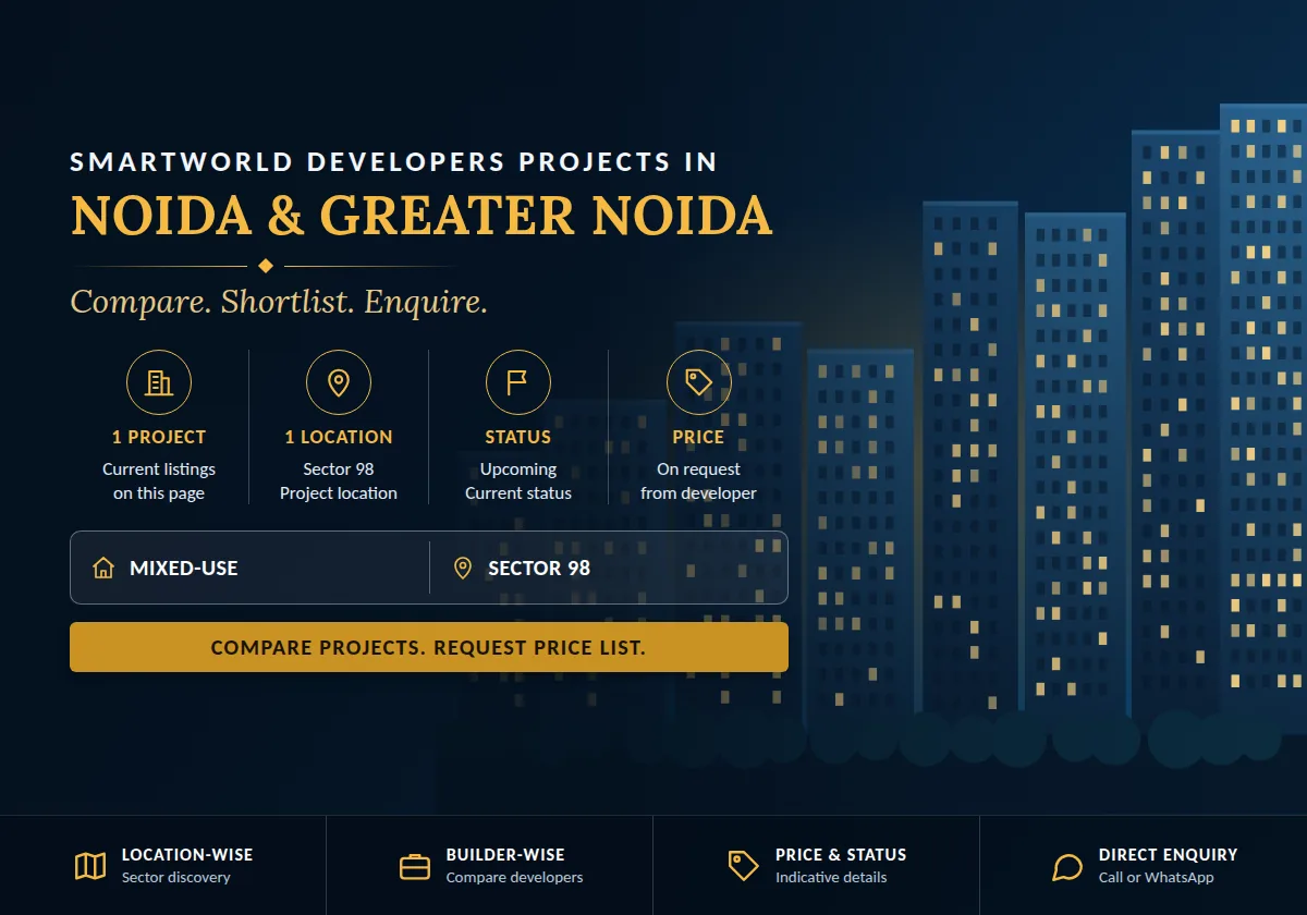 Smartworld Developers Projects in Noida & Greater Noida 2026 - project count, builders, status and price overview
