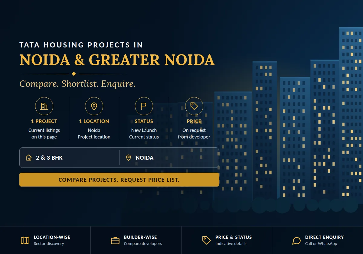 Tata Housing Projects in Noida & Greater Noida 2026 - project count, builders, status and price overview