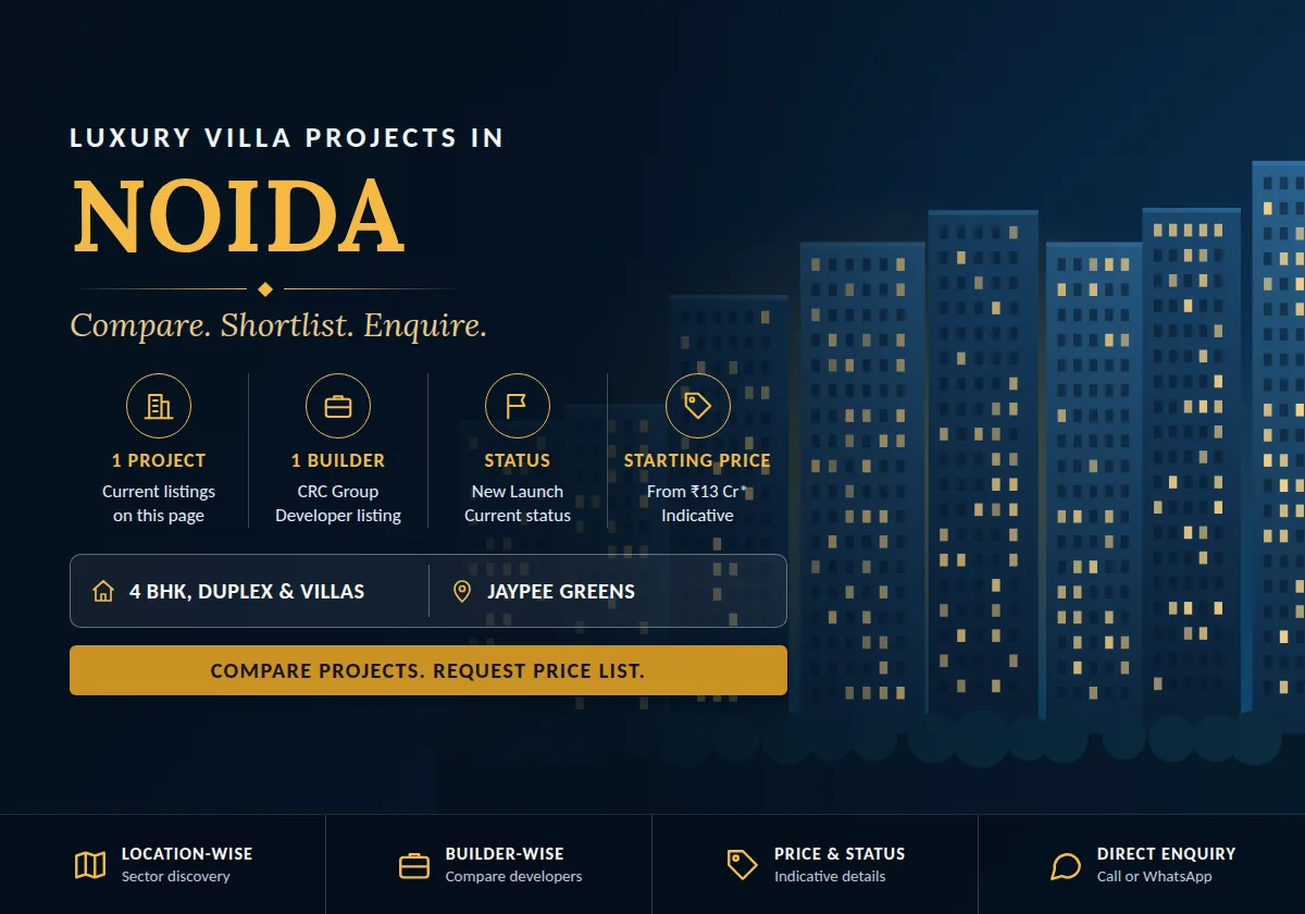 Luxury Villa Projects in Noida - project count, builders, status and price overview
