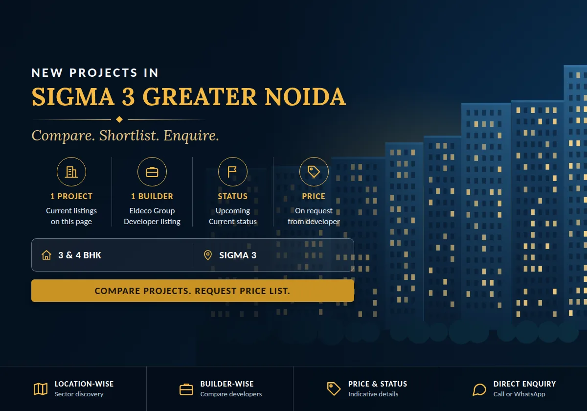 New Projects in Sigma 3 Greater Noida - project count, builders, status and price overview