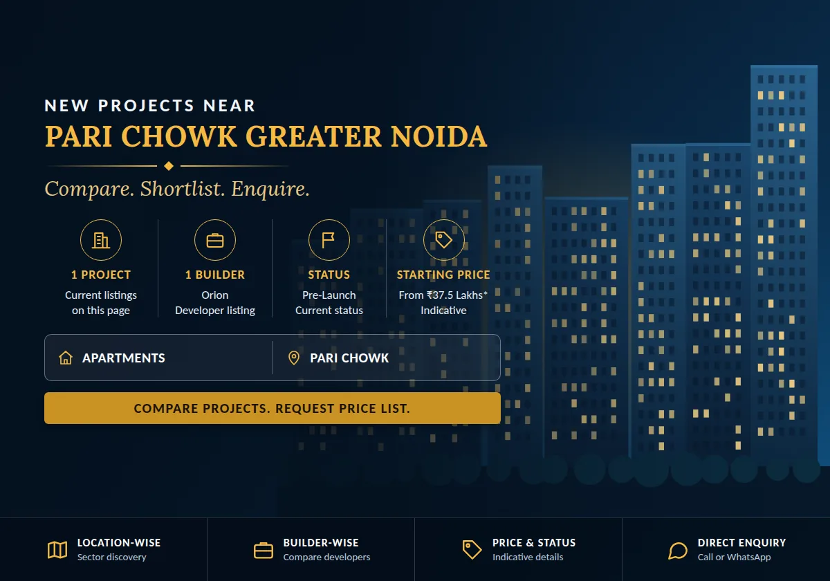 New Projects near Pari Chowk Greater Noida - project count, builders, status and price overview