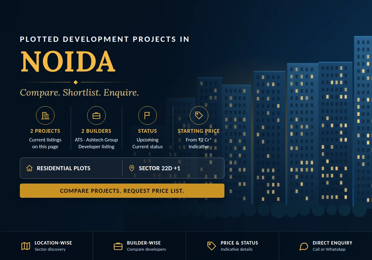 Plotted Development Projects in Noida - project count, builders, status and price overview