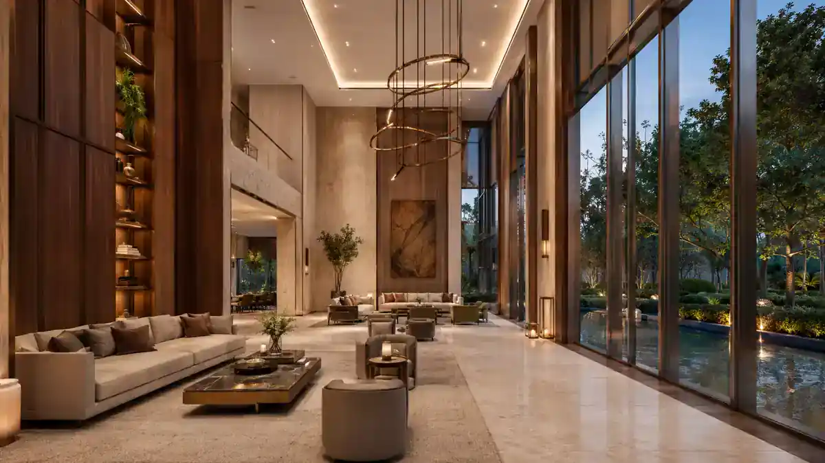 Representative premium clubhouse lounge at Godrej Riverine Sector 44 Noida